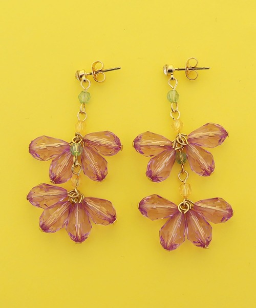 didizizi（ディディジジ）の「お花ビーズピアス/イヤリング（ピアス（両耳用）・レディース・パープル系その他/パープル/イエロー/イエロー系その他・FREE）」の9枚目の写真