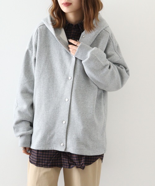 Arinomama(アリノママ)の「Arinomama 綿100%裏起毛 コートブルゾン(ブルゾン・レディース・グリーン/ブラック/杢グレー/アイボリー/アーミー/ワインレッド/グレイッシュベージュ・F/FREE)」の8枚目の写真