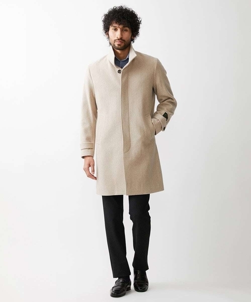 MICHEL KLEIN HOMME (ミッシェルクランオム)の「ウールロングコート(ステンカラーコート・メンズ・ブラック/オフホワイト・MEDIUM/LARGE/X-LARGE)」の3枚目の写真