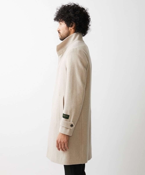 MICHEL KLEIN HOMME (ミッシェルクランオム)の「ウールロングコート(ステンカラーコート・メンズ・ブラック/オフホワイト・MEDIUM/LARGE/X-LARGE)」の4枚目の写真