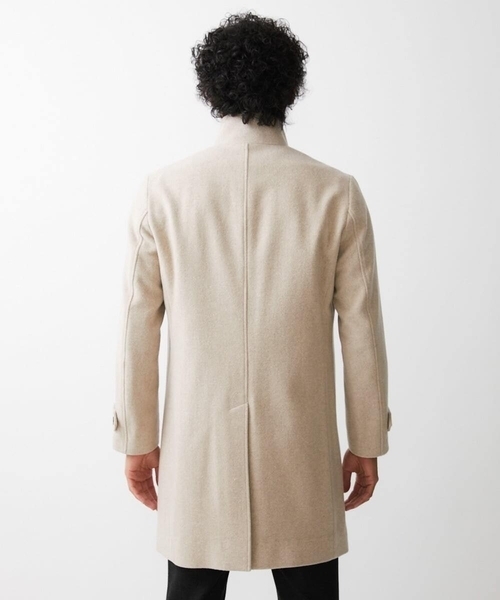 MICHEL KLEIN HOMME (ミッシェルクランオム)の「ウールロングコート(ステンカラーコート・メンズ・ブラック/オフホワイト・MEDIUM/LARGE/X-LARGE)」の5枚目の写真
