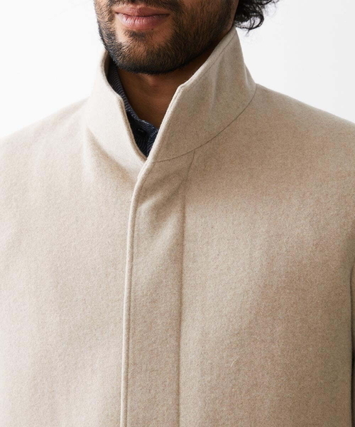 MICHEL KLEIN HOMME (ミッシェルクランオム)の「ウールロングコート(ステンカラーコート・メンズ・ブラック/オフホワイト・MEDIUM/LARGE/X-LARGE)」の6枚目の写真