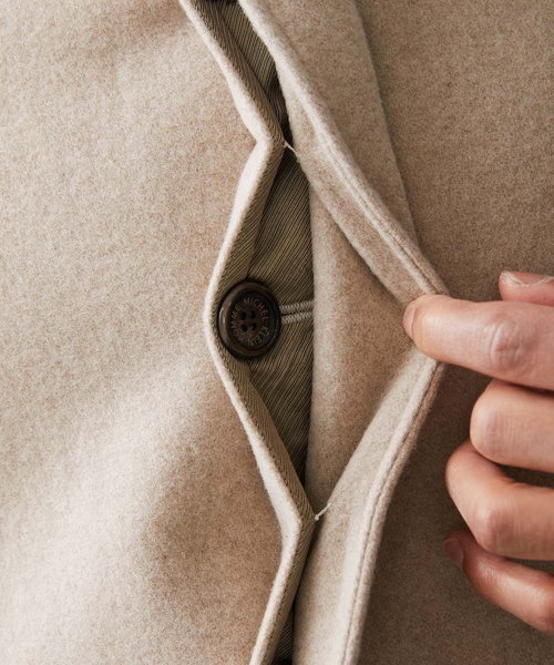 MICHEL KLEIN HOMME (ミッシェルクランオム)の「ウールロングコート(ステンカラーコート・メンズ・ブラック/オフホワイト・MEDIUM/LARGE/X-LARGE)」の10枚目の写真