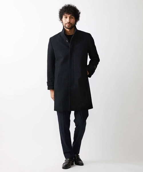 MICHEL KLEIN HOMME (ミッシェルクランオム)の「ウールロングコート(ステンカラーコート・メンズ・ブラック/オフホワイト・MEDIUM/LARGE/X-LARGE)」の12枚目の写真