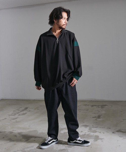 SILVER BULLET（シルバーバレット）の「『CavariA/キャバリア』切り替えハーフZIP長袖カットソー（Tシャツ/カットソー・メンズ・ブルー/ブラック/ワイン・M/L）」の7枚目の写真