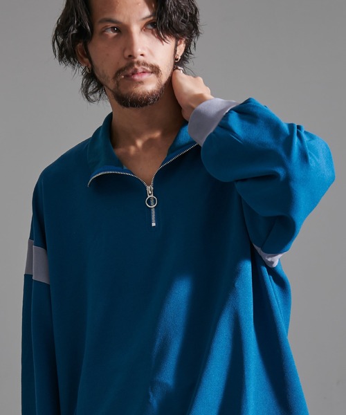 SILVER BULLET（シルバーバレット）の「『CavariA/キャバリア』切り替えハーフZIP長袖カットソー（Tシャツ/カットソー・メンズ・ブルー/ブラック/ワイン・M/L）」の9枚目の写真