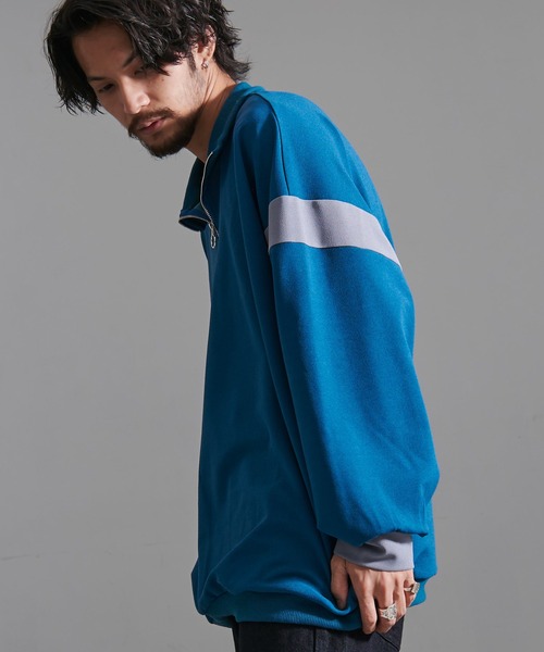 SILVER BULLET（シルバーバレット）の「『CavariA/キャバリア』切り替えハーフZIP長袖カットソー（Tシャツ/カットソー・メンズ・ブルー/ブラック/ワイン・M/L）」の11枚目の写真