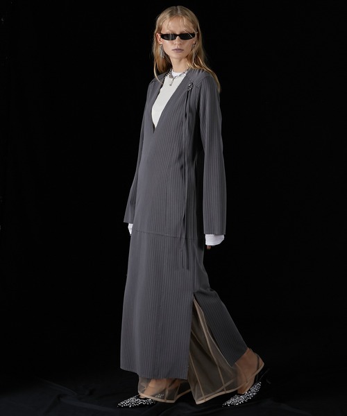 PRANK PROJECT（プランクプロジェクト）の「ディープネックマキシワンピース / Deep Neck Maxi One Piece（ワンピース・レディース・グレー/ピンク/ブラック・38/36）」の6枚目の写真