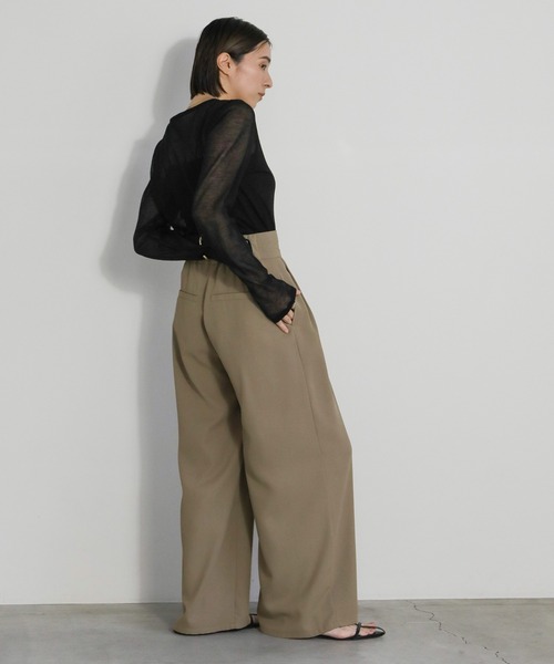 select MOCA（セレクトモカ）の「ウエストデザインベルトワイドパンツ（スラックス・レディース・グレー/グレイッシュベージュ/ブラック/グレー系その他/チャコールグレー・MEDIUM/SMALL/LARGE）」の13枚目の写真