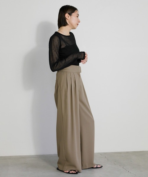 select MOCA（セレクトモカ）の「ウエストデザインベルトワイドパンツ（スラックス・レディース・グレー/グレイッシュベージュ/ブラック/グレー系その他/チャコールグレー・MEDIUM/SMALL/LARGE）」の6枚目の写真