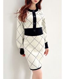 RESEXXY | バイカラーミニニットスカート【セットアップ着用可能】(スカート)