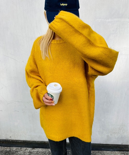 HOUSTON(ヒューストン)の「HOUSTON / ヒューストン / MOHAIR TOUCH SWEATER / 22138(ニット/セーター・レディース・オリーブ/ブラック/パープル/ミント/ブラウン/マスタード・XX-LARGE)」の6枚目の写真