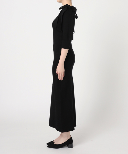 U by SPICK&SPAN（ユーバイスピックアンドスパン）の「ショルダーリボンニットワンピース（ワンピース・レディース・ブラック・FREE）」の14枚目の写真