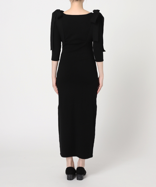U by SPICK&SPAN（ユーバイスピックアンドスパン）の「ショルダーリボンニットワンピース（ワンピース・レディース・ブラック・FREE）」の15枚目の写真