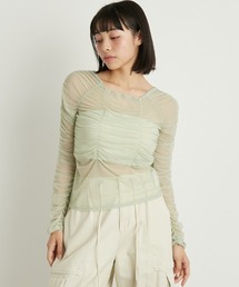 LILY BROWN | シアーギャザーチュールトップス(Tシャツ/カットソー)