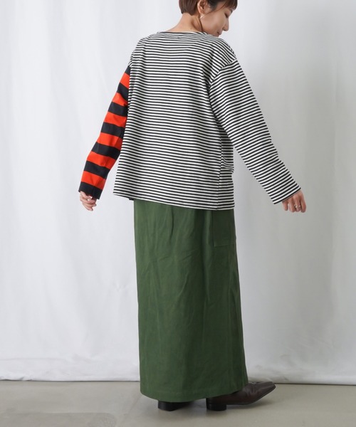 LUCA/LADY LUCK LUCA（ルカ/レディラックルカ）の「LC/LLL LUCA刺繍MIXボーダーTシャツ / 配色ボーダー切り替えロンT（Tシャツ/カットソー・レディース・オフホワイト/レッド/ライトブルー・FREE）」の8枚目の写真