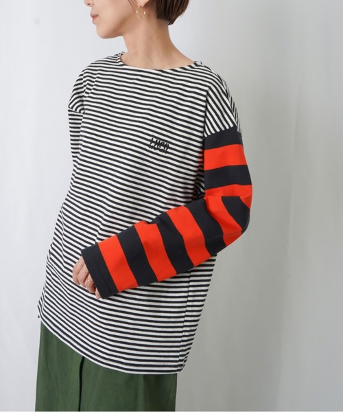LUCA/LADY LUCK LUCA（ルカ/レディラックルカ）の「LC/LLL LUCA刺繍MIXボーダーTシャツ / 配色ボーダー切り替えロンT（Tシャツ/カットソー・レディース・オフホワイト/レッド/ライトブルー・FREE）」の10枚目の写真
