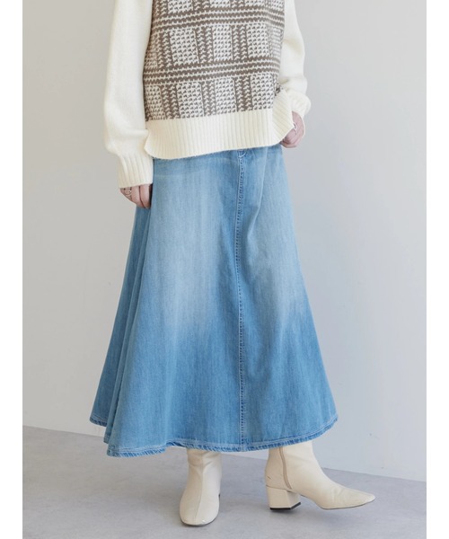 AMERICAN HOLIC(アメリカンホリック)の「デニムAラインスカート(スカート・レディース・インディゴブルー・L/S/M)」の4枚目の写真