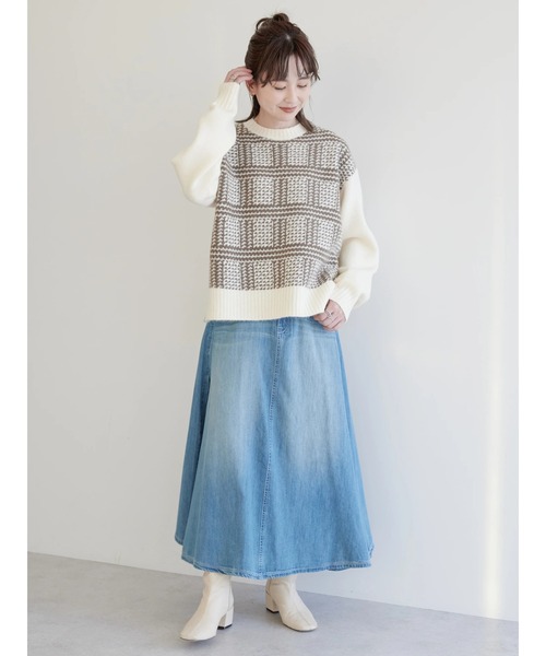 AMERICAN HOLIC(アメリカンホリック)の「デニムAラインスカート(スカート・レディース・インディゴブルー・L/S/M)」の2枚目の写真