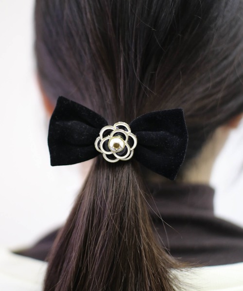 確認　ヘアリボン ヘアゴム　華やかドレープリボン　757　アンティークローズ 確認ヘアリボン ヘアゴム華やかドレープリボン757アンティークローズ