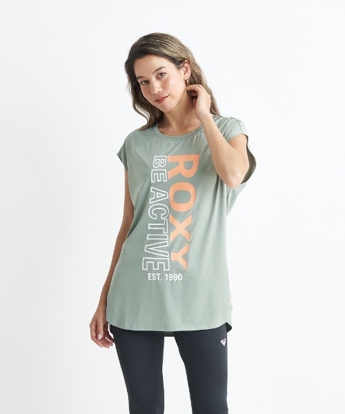 ROXY(ロキシー)の「JOLLY/ロキシー速乾UVカット付きフロントビッグロゴショートスリーブカットソー(Tシャツ/カットソー・レディース・ホワイト/ブラック/カーキ・SMALL/MEDIUM/LARGE)」の1枚目の写真
