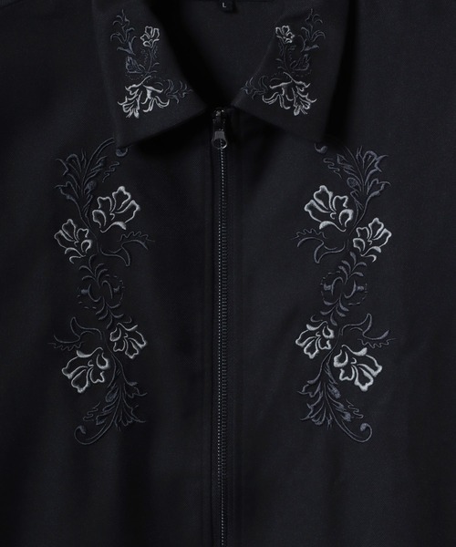 ANPAS（アンパス）の「Twill Fabric Flower Embroidery Oversized Zip Shirt/ツイル 花刺繍 オーバーサイズ ジップシャツ ブルゾン（シャツ/ブラウス・メンズ・ブラック/チャコール/ベージュ・M/L）」の15枚目の写真