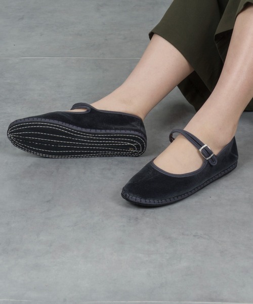 イタリア製ドロゲリアクリベリーニ39ストラップカンフーシューズ 黒