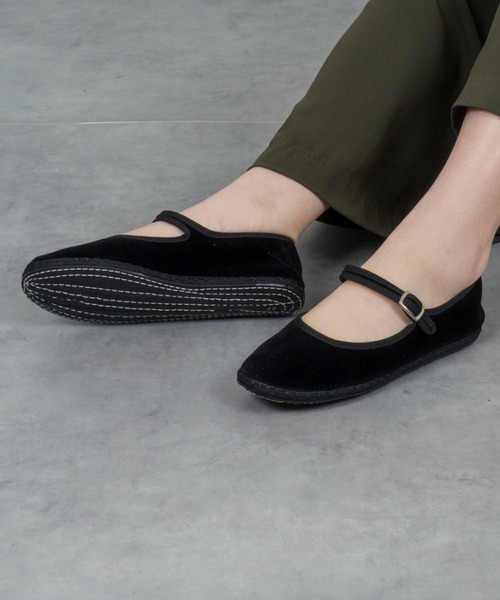 イタリア製ドロゲリアクリベリーニ39ストラップカンフーシューズ　黒ベルベット drogheria crivellini カンフーシューズ イタリア製ドロゲリアクリ