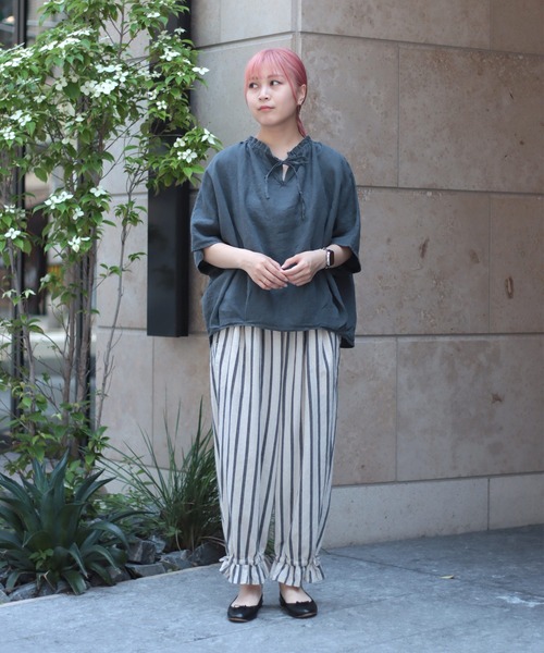 Brocante（ブロカント）の「[Brocante / ブロカント] リネンキャンバス リュバンブラウス（シャツ/ブラウス・レディース・ライトグレー/グレー/ホワイト/ブルー・2）」の5枚目の写真