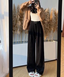 【AURORIA】裏起毛タックワイドパンツ