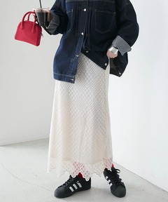 tanakadaisuke/タナカダイスケ】lace docking maxi denim skirtデニム