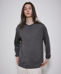 ADAM ET ROPE' | ウール天竺 ヘンリーネック ロングスリーブ / ロングシーズン着用可能(Tシャツ/カットソー)