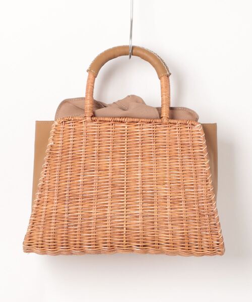 The Bagmati（ザバグマティ）の「【The Bagmati/ザバグマティ】レザーハンドル スクエア かごバッグ（かごバッグ・レディース・ナチュラル/ベージュ×ブラック・FREE）」の3枚目の写真