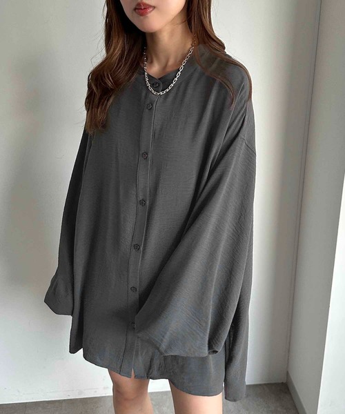 apres jour mignon(アプレジュールミニョン)の「袖ボリュームバンドカラーシャツ【ZOZOTOWN限定アイテム】(シャツ/ブラウス・レディース・ブラック/アイボリー/チャコールグレー/オフホワイト/ダークブルー/ピンク/グリーン/ブルー・フリー/X-LARGE)」の17枚目の写真