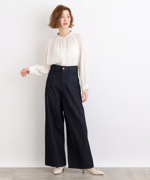 grove（グローブ）の「◆ヴィンテージサテンパイピングブラウス（シャツ/ブラウス・レディース・オフホワイト/ピンク/ライトブルー/アイボリー系/ネイビー系/ホワイト系6・02/03/01/04/05）」の8枚目の写真