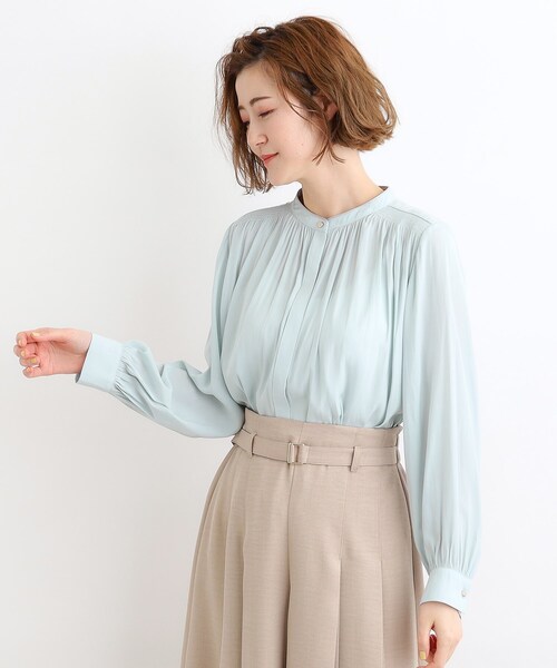 grove（グローブ）の「◆ヴィンテージサテンパイピングブラウス（シャツ/ブラウス・レディース・オフホワイト/ピンク/ライトブルー/アイボリー系/ネイビー系/ホワイト系6・02/03/01/04/05）」の15枚目の写真
