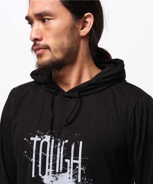 WEGO（ウィゴー）の「WEGO/サイドスリットロングTパーカー（パーカー・メンズ・ブラック/ホワイト・MEDIUM/LARGE）」の6枚目の写真