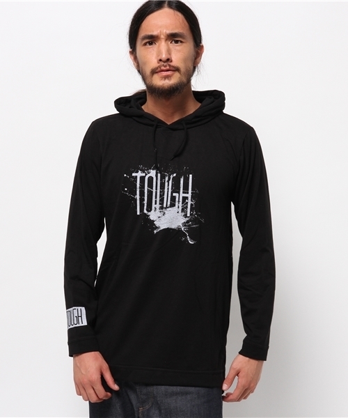 WEGO（ウィゴー）の「WEGO/サイドスリットロングTパーカー（パーカー・メンズ・ブラック/ホワイト・MEDIUM/LARGE）」の13枚目の写真