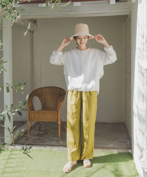 URBAN RESEARCH DOORS(アーバンリサーチドアーズ)の「リネンバックタックプルオーバー(Tシャツ/カットソー・レディース・ライトブルー/ベージュ/ネイビー/オフホワイト・MEDIUM)」の12枚目の写真