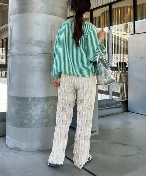 HELLO.SANFRANCISCO(ハローサンフランシスコ)の「【HELLO.SANFRANCISCO/ハローサンフランシスコ】フリルレース配色ステッチパンツ(その他パンツ・レディース・アイボリー/ブラック・ONE SIZE)」の8枚目の写真