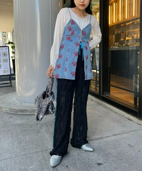 HELLO.SANFRANCISCO(ハローサンフランシスコ)の「【HELLO.SANFRANCISCO/ハローサンフランシスコ】フリルレース配色ステッチパンツ(その他パンツ・レディース・アイボリー/ブラック・ONE SIZE)」の13枚目の写真