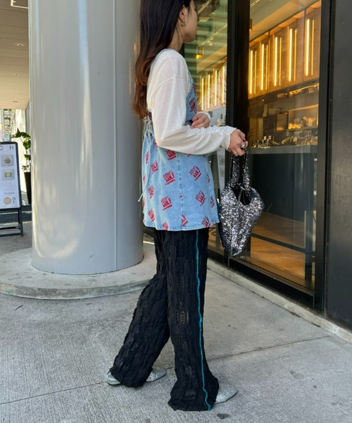HELLO.SANFRANCISCO(ハローサンフランシスコ)の「【HELLO.SANFRANCISCO/ハローサンフランシスコ】フリルレース配色ステッチパンツ(その他パンツ・レディース・アイボリー/ブラック・ONE SIZE)」の14枚目の写真