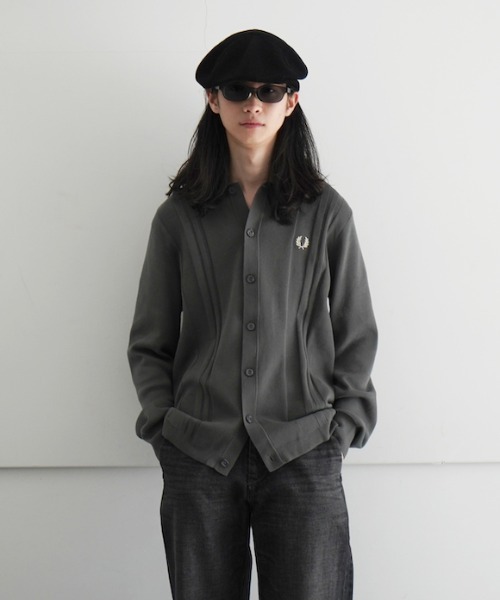 FRED PERRY BUTTON THROUGH LS KNIT SHIRT