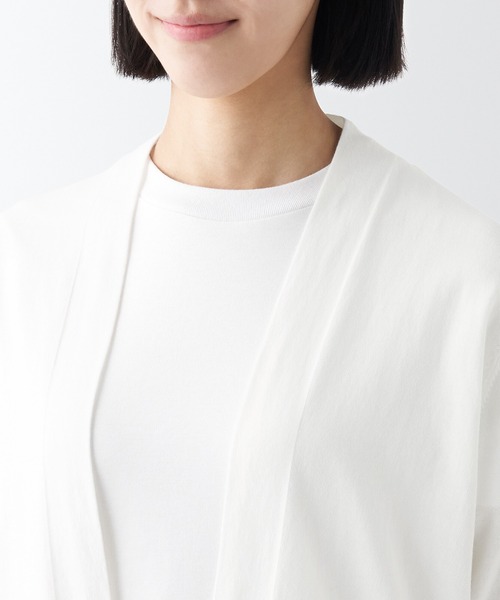 無印良品(ムジルシリョウヒン)の「婦人 UVカット強撚七分袖ショートカーディガン(カーディガン/ボレロ・レディース・ネイビー/ライトグレー系/ブラック/ホワイト・L/M/XL/XS/S)」の8枚目の写真