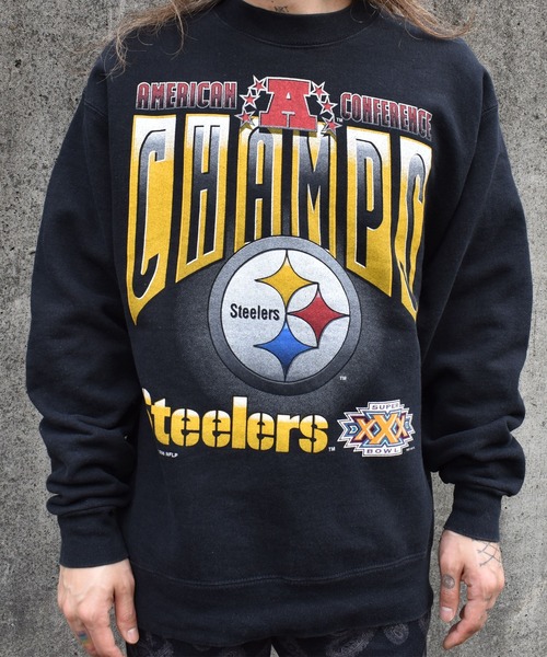 NBA/NFL/NHL/MLB(エヌビーエーエヌエフエルエヌエイチエルエムエルビー)の「【ヴィンテージ古着】90's NFL ”PITTSBURGH STEELERS” SUPER BOWL XXX クルーネックスウェット USA製(スウェット・メンズ・ブラック・LARGE)」の10枚目の写真