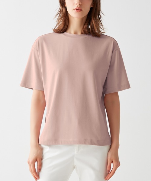 GUNZE（グンゼ）の「KIREILABO/キレイラボ 5分袖オーバーサイズTシャツ クイックドライ＆UVカット（Tシャツ/カットソー・レディース・ブラック/ピンク系その他/オフホワイト/ブラウン/モスグリーン/オリーブ・MEDIUM/LARGE/X-LARGE）」の6枚目の写真