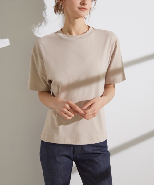 GUNZE（グンゼ）の「KIREILABO/キレイラボ 5分袖オーバーサイズTシャツ クイックドライ＆UVカット（Tシャツ/カットソー・レディース・ブラック/ピンク系その他/オフホワイト/ブラウン/モスグリーン/オリーブ・MEDIUM/LARGE/X-LARGE）」の3枚目の写真