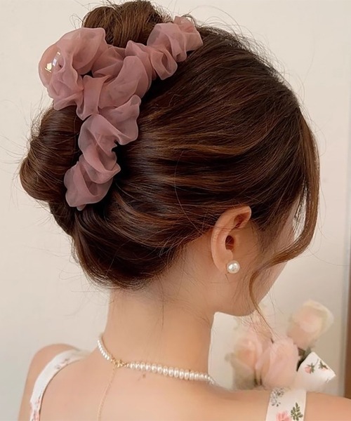 セール】くしゅくしゅシフォンバンス ヘアクリップ（バレッタ/ヘア 