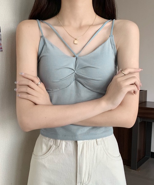 セール】フロントギャザー クロスストラップ カップ付き