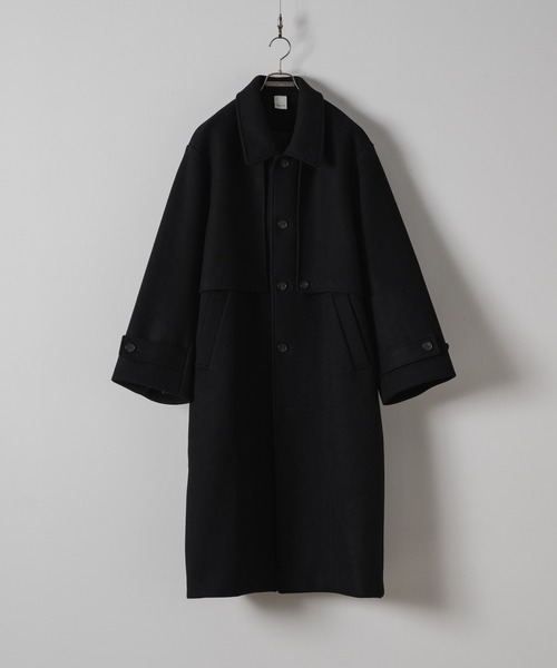 CASPER JOHN(キャスパージョン)の「Super 140's double flap soutien collar coat/スーパー140'sダブルフラップステンカラーコート(ステンカラーコート・メンズ・ブラック・SMALL/X-SMALL/LARGE/MEDIUM)」の2枚目の写真